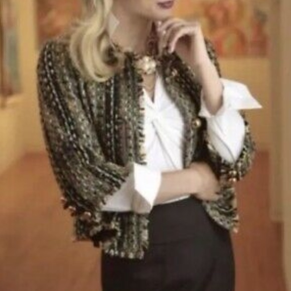 CAbi Jackets & Blazers - *SOLD* CAbi Paris Boucle Tweed Fringed Lined Jacket S